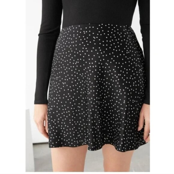 &other stories Black Polka Dot Mini Skirt Size 2 - Picture 3 of 5